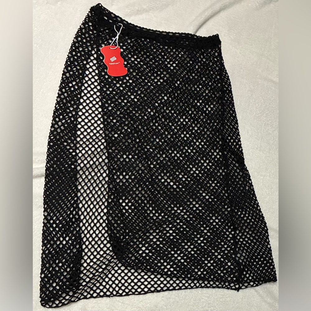 New Coverup for Women Fishnet See Thru Tie Side Bathing Suit Size- Large